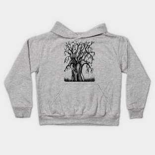 Pink Baobab Artistic Line Drawing Kids Hoodie